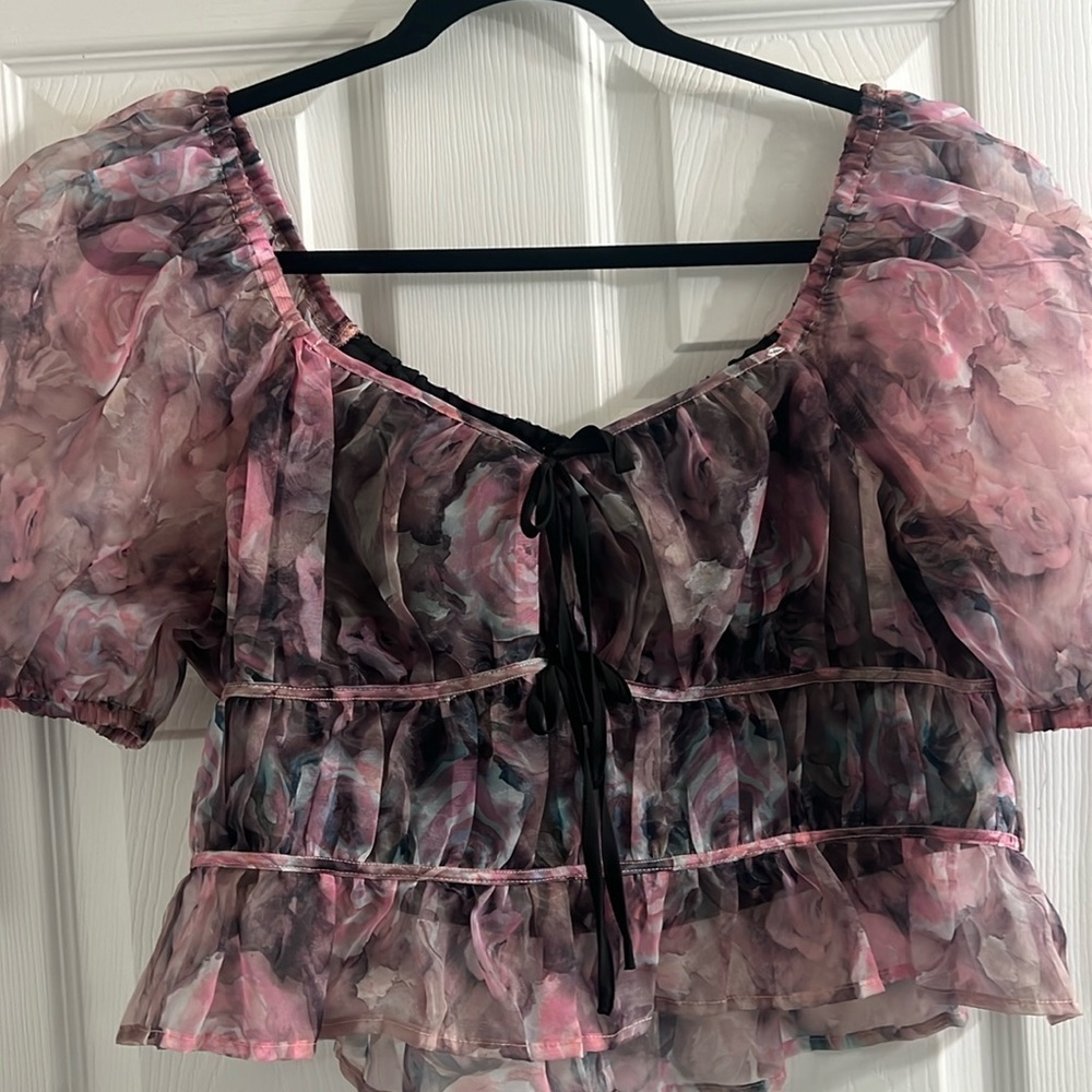 Cider lined chiffon blouse multi color size 0XL.